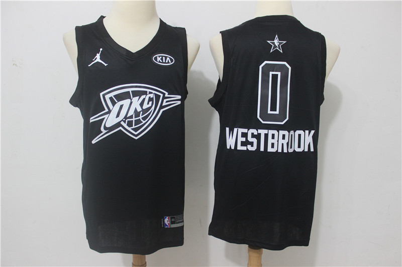 Men Oklahoma City Thunder 0 Westbrook Black 2108 All Stars NBA Jerseys